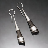 Bijoux Ethniques Touareg Boucles d'Oreilles en Argent et Ebne 22 Pilons Biseau Bande Argent Inspiration Karuni