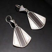 Bijoux Ethniques Touareg Boucles d'Oreilles en Argent et Ebne 21 Ptale Grav Bande Verticale