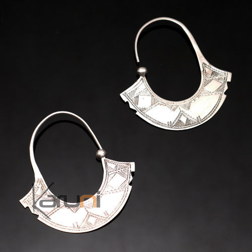 Boucles d'Oreilles Créoles en Argent 30 Larges Eventail