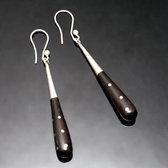 Bijoux Touareg Ethniques Boucles d'Oreilles en Argent et Ebne Massues 50 Attaches Design Karuni Points