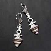 Bijoux Ethniques Touareg Boucles d'Oreilles en Argent et Ebne 79 Croix du Sud de Timia Niger 4,5 cm