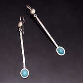 Bijoux Touareg Ethniques Boucles d'Oreilles en Argent Longues Tige Cabochon Turquoise 02ues Boucles d'Oreilles en Argent Longues Tige Cabochon Turquoise 01