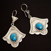 Bijoux Touareg Ethniques Boucles d'oreilles Touareg en Argent et Turquoise 05
