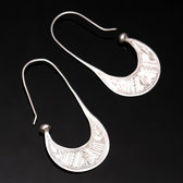 Bijoux Ethniques Touareg Boucles d'Oreilles Croles en Argent 31 Longues Plates Graves