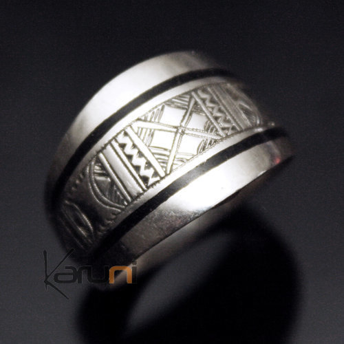 Bague Anneau Alliance Argent ébène homme-femme semi-large 13