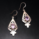 Bijoux Ethniques Indiens Boucles d'oreilles en Argent 925 11 Filigranes Amthyste Npal