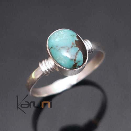 Bague en Argent Massif 925 Nepal 83 Fine Aspru Turquoise