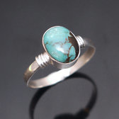 Bijoux Ethniques Indiens Bague en Argent Massif 925 Nepal 83 Fine Aspru Turquoise