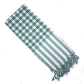 Krama Cheche Foulard Echarpe Coton Homme/Femme Cambodge Bassac Sarany Shop Grands Carreaux Bleu Vert Canard/Blanc 170x60 cm b