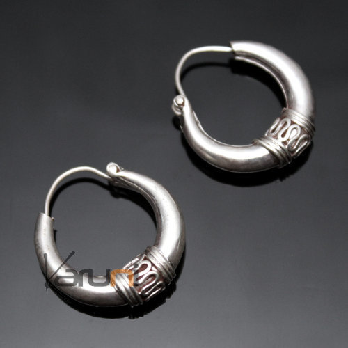 Boucles d'oreilles en Argent 925 94 Créoles Motifs  2cm