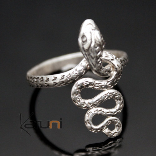 Bijoux Ethniques Indiens Bague en Argent Massif 925 Nepal 53 Serpent b