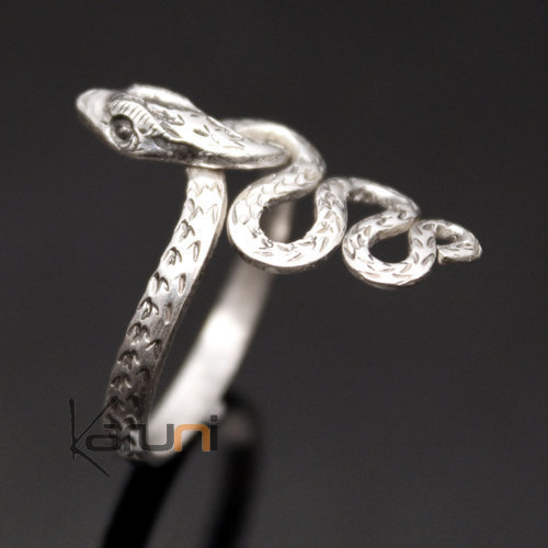 Bijoux Ethniques Indiens Bague en Argent Massif 925 Nepal 53 Serpent c
