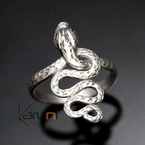 Bijoux Ethniques Indiens Bague en Argent Massif 925 Nepal 53 Serpent