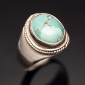 Bijoux Ethniques Indiens Bague en Argent Massif 925 Nepal 13 Chevalire Homme/Femme Turquoise Filigranes