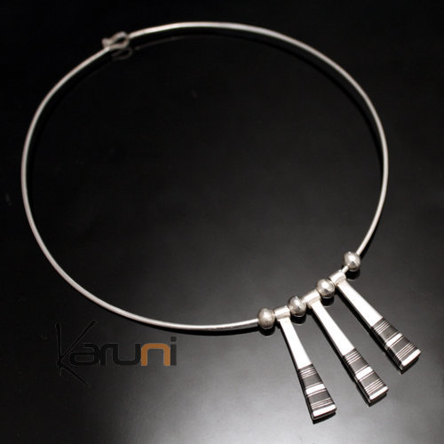 Collier Tour de Cou en Argent et Ebène Pendants 02