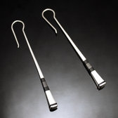 Bijoux Touareg Ethniques Boucles d'Oreilles en Argent et Ebne Massues 10 Carres Lisses Ligne