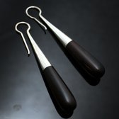 Bijoux Touareg Ethniques Boucles d'Oreilles en Argent et Ebne Massues 17 Design Karuni Gouttes Sombres