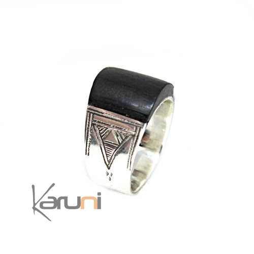 Bijoux Ethniques Bague Agent 925 Ebène Homme Femme 1123