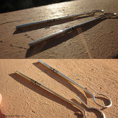 Bijoux Touareg Ethniques Boucles d'Oreilles en Argent et Ebne Massues 14 Fines Carres Lisses b