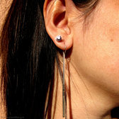 Bijoux Touareg Ethniques Boucles d'Oreilles en Argent et Ebne Massues 14 Fines Carres Lisses c