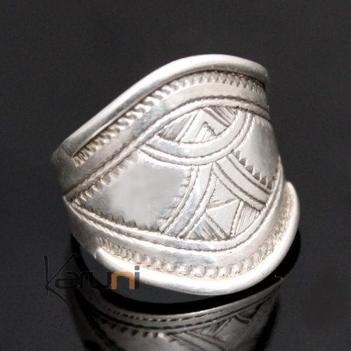 Bijoux Touareg Ethniques Bague en Argent Bandeau Gravé Homme/Femme 16