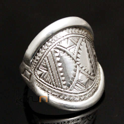 Bijoux Touareg Ethniques Bague en Argent Bandeau Grav Homme/Femme 17