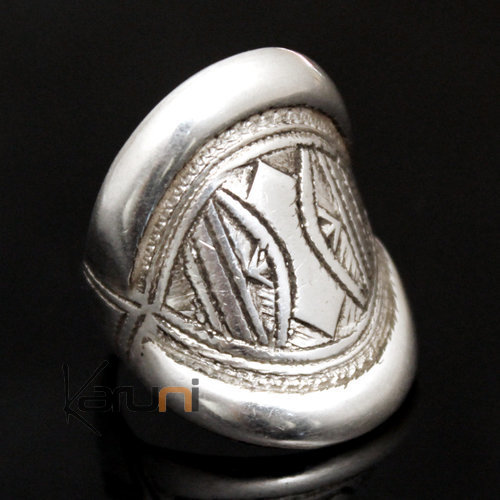 Bijoux Touareg Ethniques Bague en Argent Bandeau Grav Homme/Femme 18