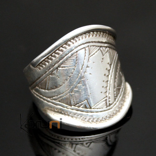 Bijoux Touareg Ethniques Bague en Argent Bandeau Grav Homme/Femme 19
