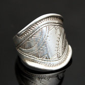 Bijoux Touareg Ethniques Bague en Argent Bandeau Grav Homme/Femme 19
