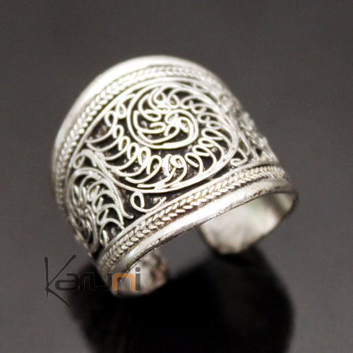 Bague Large en Plaqué Argent Filigranes Homme/Femme Réglable  Newar 86