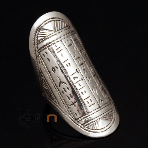 Bague en Argent Navette Gravée 25 Tifinagh