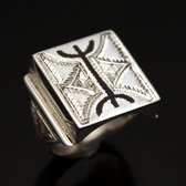 Bijoux Touareg Ethniques Bague Chevalire en Argent Homme/Femme Volume 18 Carre b