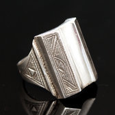 Bijoux Touareg Ethniques Bague Chevalire en Argent Homme/Femme Volume 24 Carr Haut Vague b