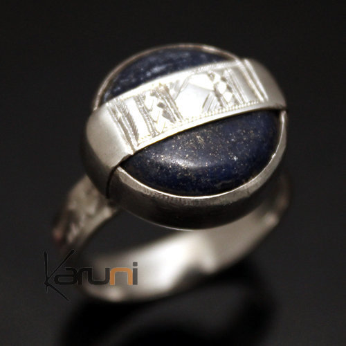 Bague en Argent Lapis Lazuli 06 Homme/Femme Ronde