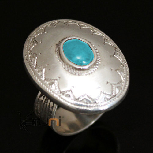 Bague en Argent Turquoise 16 Homme/Femme Ovale