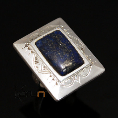 Bague en Argent Lapis Lazuli 21 Homme/Femme Grand Rectangle