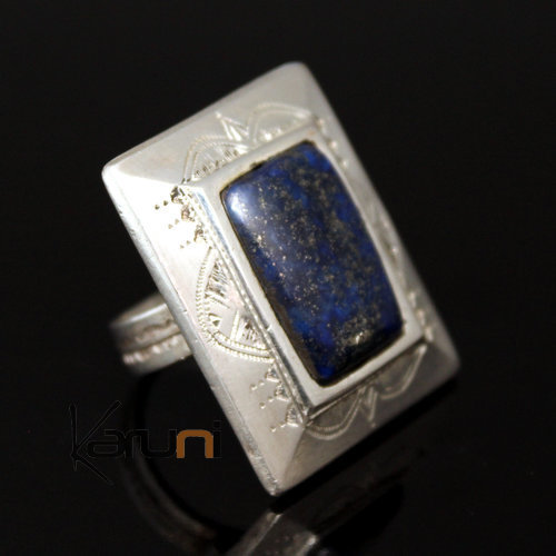 Bague en Argent Lapis Lazuli 21 Homme/Femme Grand Rectangle