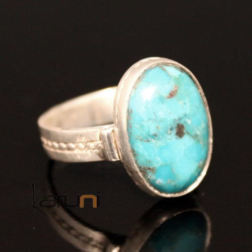 Bague en Argent et Turquoise 10 Ovale