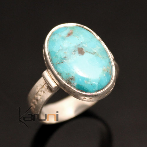 Bague en Argent et Turquoise 10 Ovale