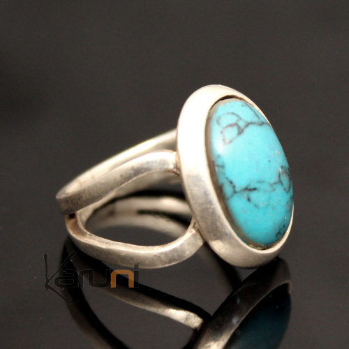 Bague en Argent et Turquoise 13 Ovale Howlite