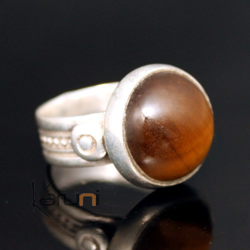 Bague en Argent et Oeil de tigre 04 Ronde