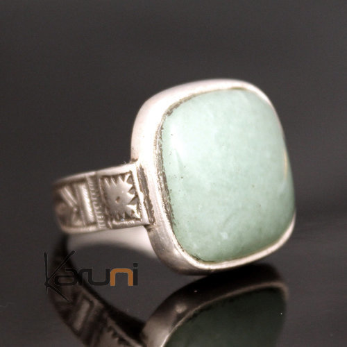 Bague en Argent et Aventurine Verte 03 Carrée