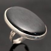 Bijoux Touareg Ethniques Bague en Argent et Onyx Noir 06 Trs Grande Ovale  b