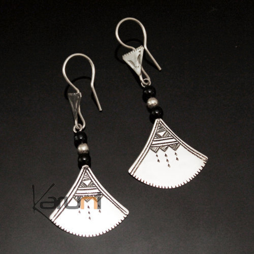 Boucles d'oreilles en Argent 43 shat-shat lotus Noir