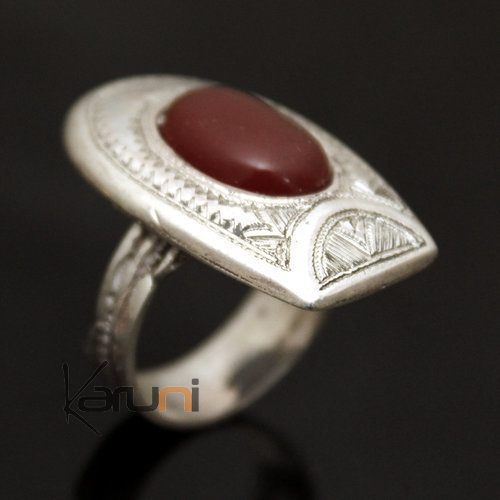 Bague en Argent et Agate Rouge 25 Fer à Cheval