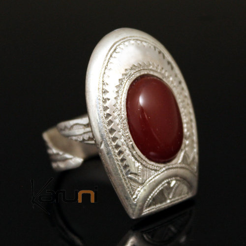 Bague en Argent et Agate Rouge 25 Fer à Cheval