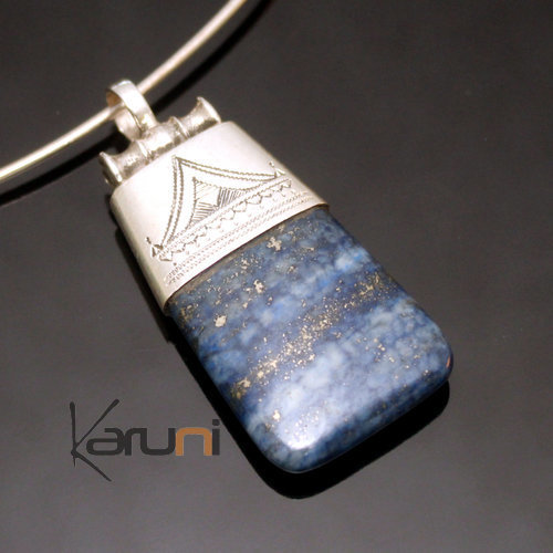 Collier Pendentif en Argent et Pierre Lapis-Lazuli Bleu 03 Palet