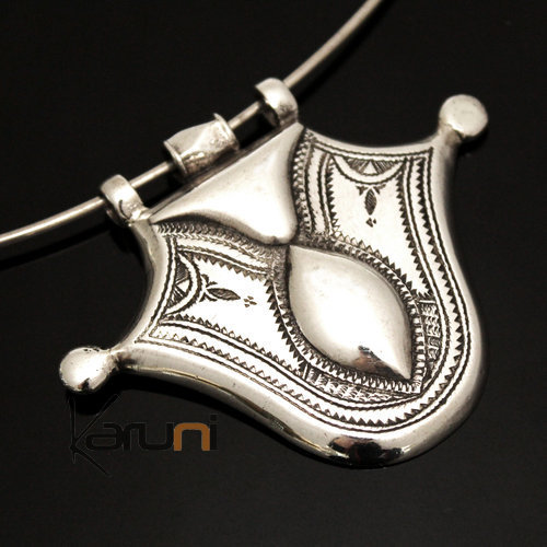 Collier Pendentif en Argent 32 Grand Pendant Gravé