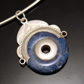 Bijoux Touareg Ethniques Africains Collier Pendentif en Argent et Pierre Howlite Bleue 06 Petite Tte de Desse