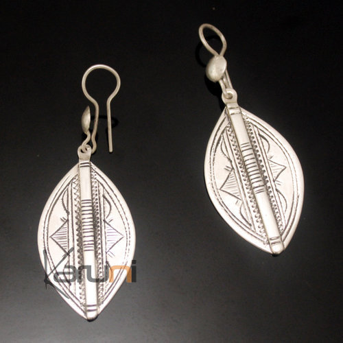 Bijoux Touareg Ethniques Boucles d'oreilles en Argent 15 Feuilles Graves